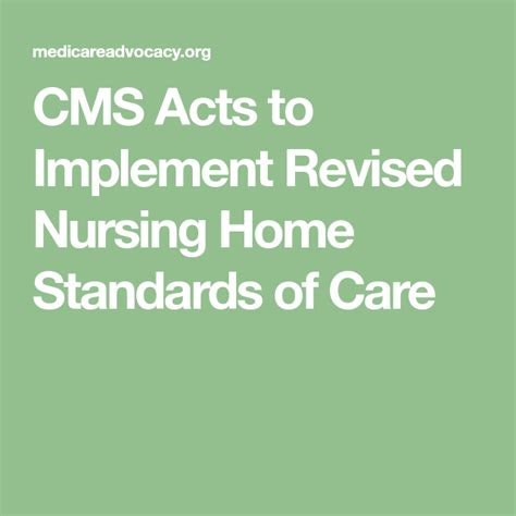CMS Acts to Implement Revised Nursing Home Standards of Care ...