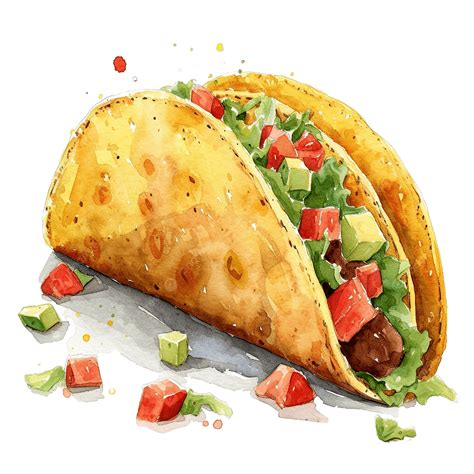 Watercolor Taco Clip Art, Watercolor, Food, Cuisine PNG Transparent ...