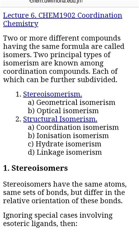 Whydoes sterio isomerism aries inthe Coordination Compound - Brainly.in