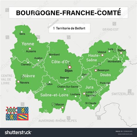 Map Bourgogne Franche Comte Region Vector Stock Vector (Royalty Free ...