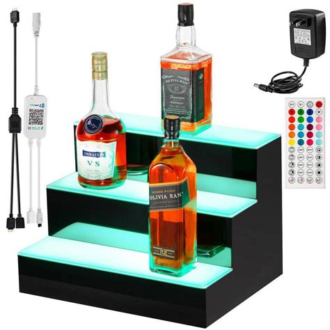 Buy 9-Bottle LED Lighted Liquor Bottle Display Shelf 16 in. LED Bar ...