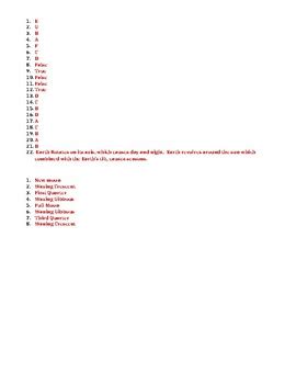 NJ Science Fusion Unit 6 Earth and Space Test WITH KEY by Janelle Lynn