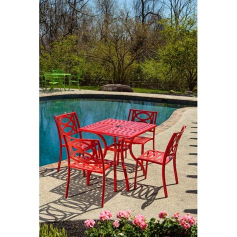Alfresco Home 56-3002 Candy Red Traditional Dining Table, Metal with ...