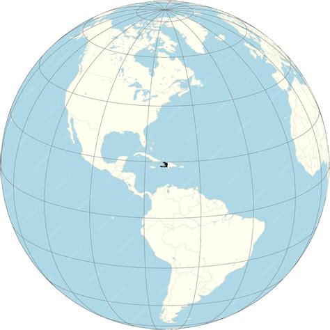 Premium Vector | Haiti presented at the center of the orthographic projection of the world map ...