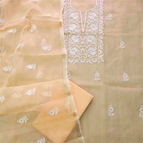 Sahiba Peachy Orange Sequence Work Thread Neck Kota Doriya Suit Set ...