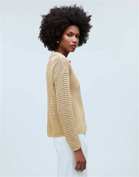 Open-Stitch Polo Cardigan Sweater | Madewell