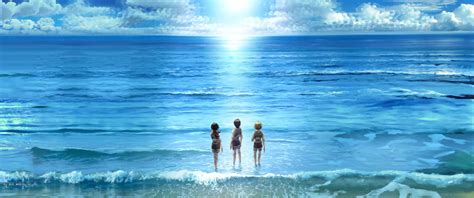 Eren With Mikasa And Armin At The Beach Live Wallpaper - MoeWalls