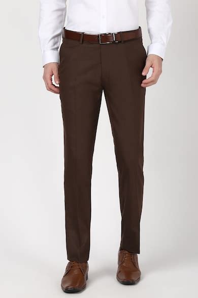 Buy Men Brown Textured Trousers Online - 39668250 | Peter England