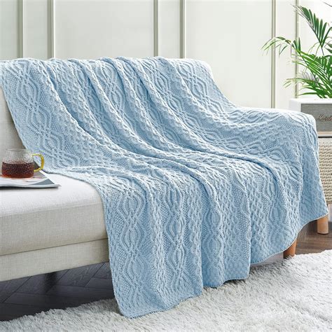 Amazon.com: BOURINA Blue Throw Blanket 50x60 Inches Throw Textured ...