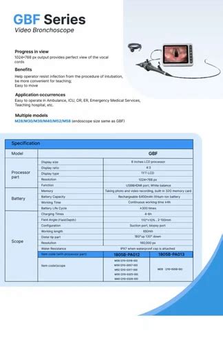 Flexible Video Bronchoscope - GBF Series Adult Flexible Fiber optic ...