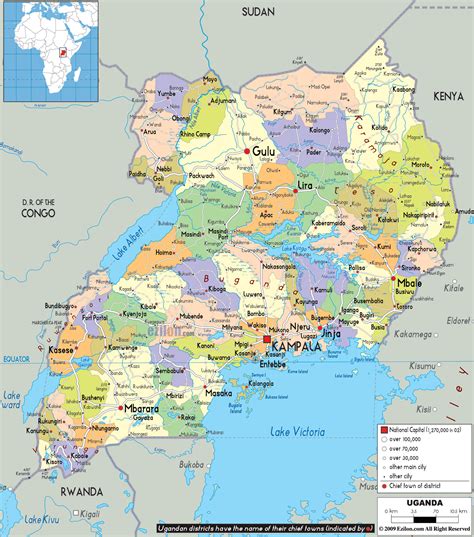 Detailed Political Map of Uganda- Ezilon Maps