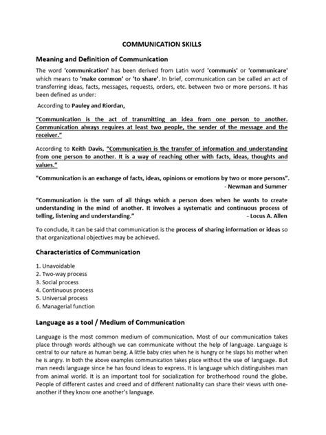 Image result for Communication Skills Lecture Notes PDF