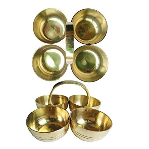 Buy Shriram Traders Brass Chowmukh Haldi Kumkum Holder (9 X 9 cm ...