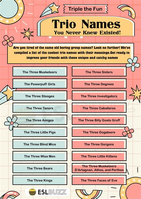 Trio Names: Fun and Creative Ideas for Your Three Musketeers - ESLBUZZ
