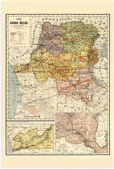 HISTORIX Vintage 1896 Belgian Congo Map - 24x36 Inch India | Ubuy