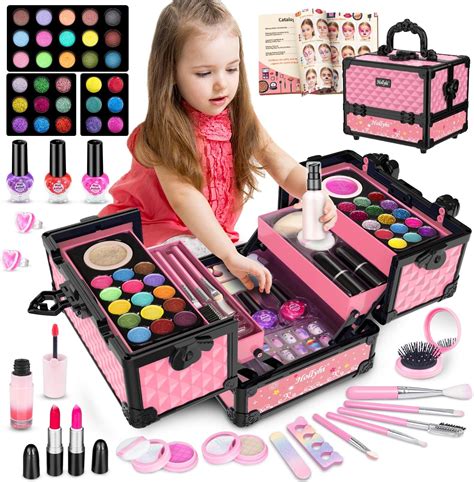 Amazon.com: Hollyhi 59Pcs Kids Makeup Kit for Girl, Washable Play ...