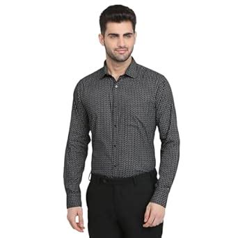 Park Avenue Men Slim Fit Print Pattern Pure Cotton Semi Cutaway Collar ...