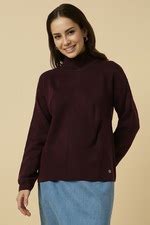 Buy Women Maroon Textured Round Neck Casual Sweater Online - 39835705 ...