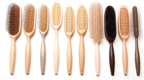Premium Photo | A Row of Different Types of Hair Brushes