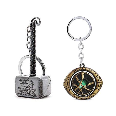 DK Stationary Metal Thor Hammer Keychain & Doctor strange Rotating eye ...