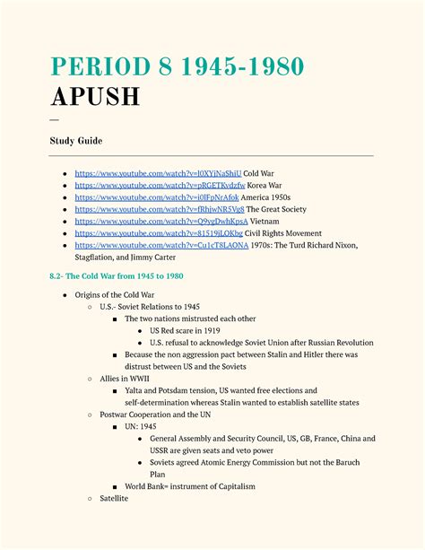 Period 8 - PERIOD 8 1945- APUSH ___ Study Guide youtube/watch?v ...