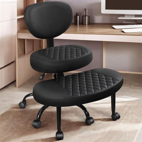 AtHope Ergonomic Cross Legged Office Chair with Wheels - Adjustable ...