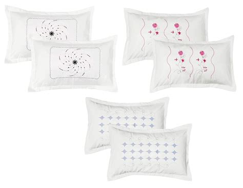 Buy Rj Products™ Microfiber Embroidery Pillow Covers Set of 6 Piece ...