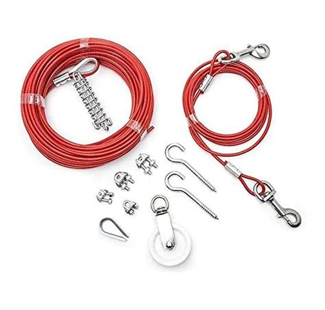 75-ft Red Vinyl Coated Dog Trolley Exerciser - Dog Run Cable, Pulley ...