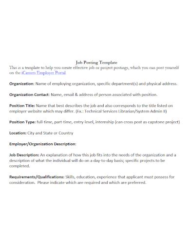 Image result for Example of a Job Posting