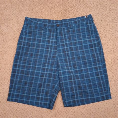 PGA Tour Shorts Mens Size 34 Blue Plaid Flat Front 10" Inseam | eBay