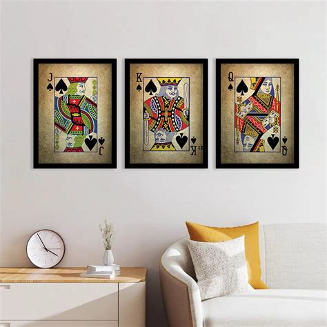 Vintage Poker Cards Wall Art Prints with Frame for Bedroom Decor – Kotart