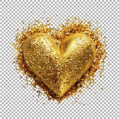 Gold glitter love heart valentine on transparent background ai ...