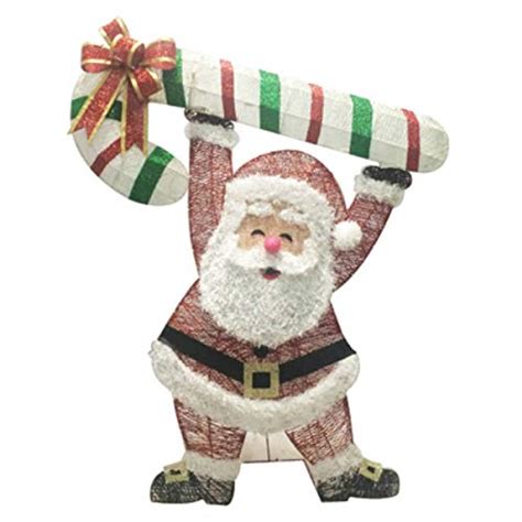 TRUE VALUE COMPANY 3D Glittered Santa Holding Candy Cane, 120 LED ...