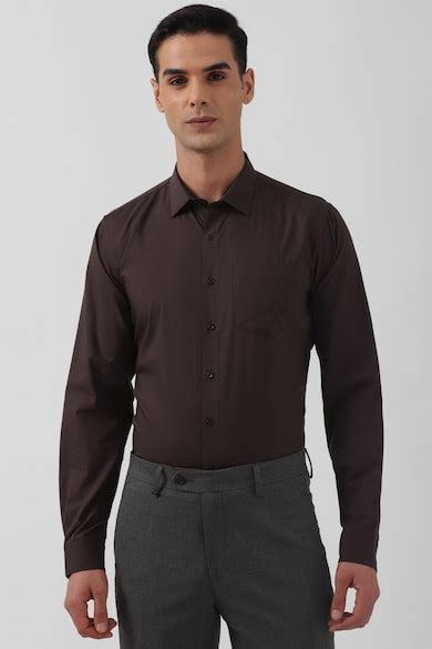 Buy Men Brown Slim Fit Solid Full Sleeves Formal Shirt Online - 930206 ...
