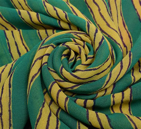 Sushila Vintage Yellow Saree 100%Pure Georgette Silk Printed Strips Cr