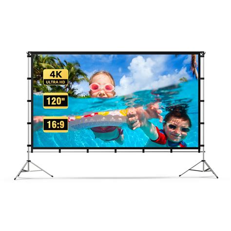 Projector Screen Outdoor, Vamvo Portable Projector Screen with Stand 120 inch Foldable Projector ...