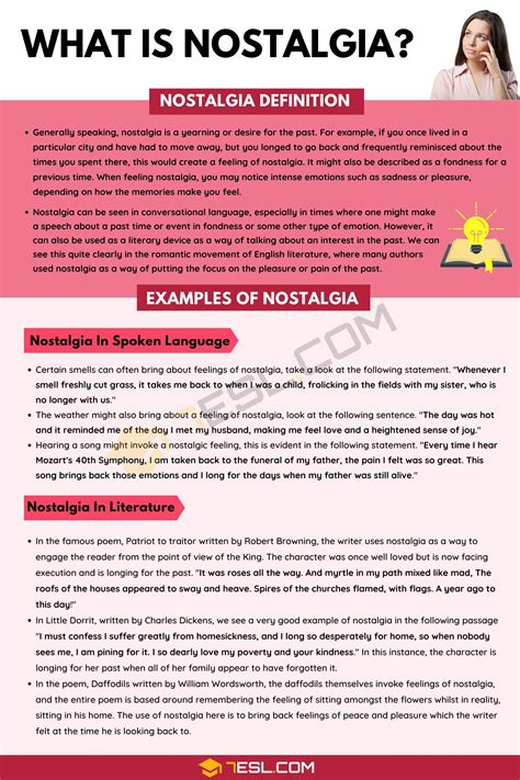Nostalgia: Definition, Examples in Spoken Language and Literature • 7ESL