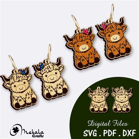 highland cow laser cut files svg dxf pdf | easy to paint laser engrave ...
