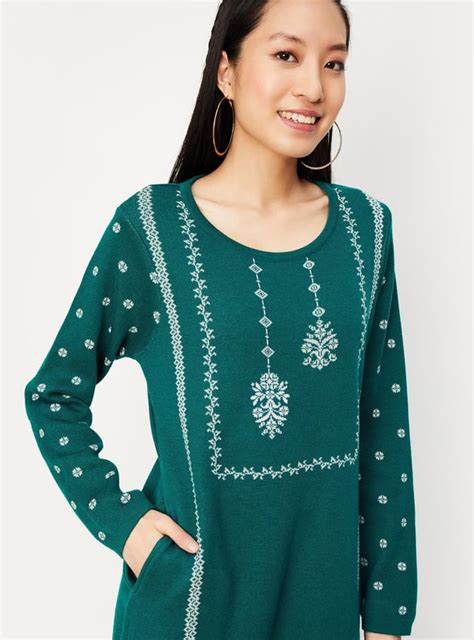 Buy Women Jacquard Knit Winter Kurta Online at just Rs. 999.0 ...