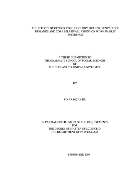 Fillable Online THE EFFECTS OF GENDER ROLE IDEOLOGY ROLE SALIENCE ROLE ...