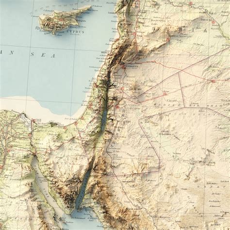 Topography map middle east