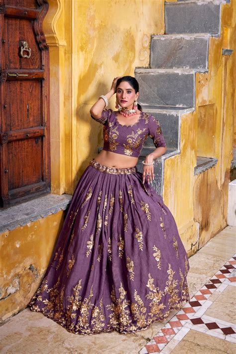 Lavender Crush Lehenga Set with Sequins & Thread Embroid