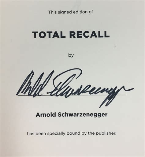 Lot Detail - Arnold Schwarzenegger Signed Hardcover "Total Recall" Book ...