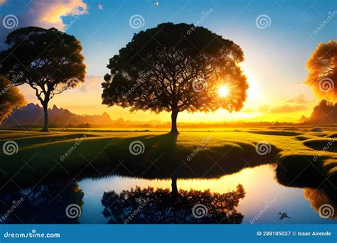 Paradise on Earth Great Landscape Nature at Sunset Generated by Ai ...