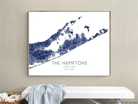 Buy The Hamptons Map of Hamptons Long Island New York Print ...
