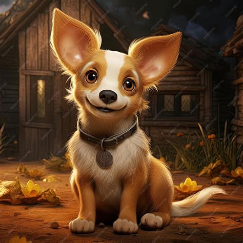 Premium Photo | Cartoon chihuahua dog in 3d in the style of realistic and hyperdetailed renderings