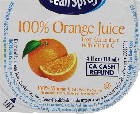 Buy Ocean Spray 100% Orange Juice, 4 Fl Ounce Cup (Pack of 48) Online ...