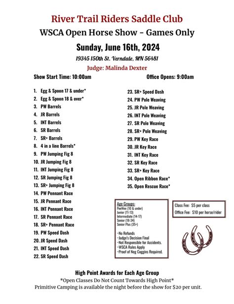 2024 WSCA Games Only Show, River Trail Riders Saddle Club, Verndale, 16 ...