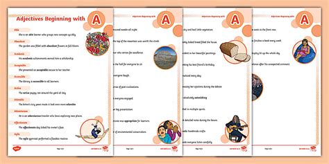 Adjectives Beginning with A