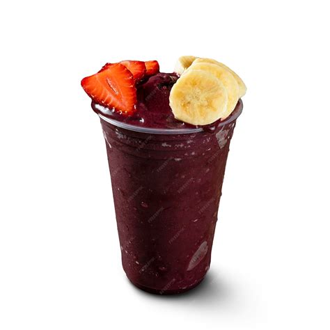 Premium Photo | Frozen acai berry with banana and strawberry isolated ...